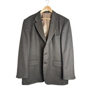 Oscar De La Renta Menswear Men's Brown Herringbone Suit Jacket Wool 44R